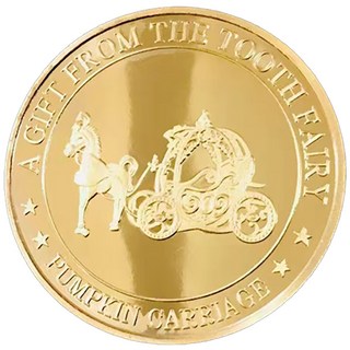 牙仙子金幣 星座金幣 鍍金紀念幣 兒童換牙禮物 許願幣 20款, 南瓜馬車-牙仙子金幣, 1個