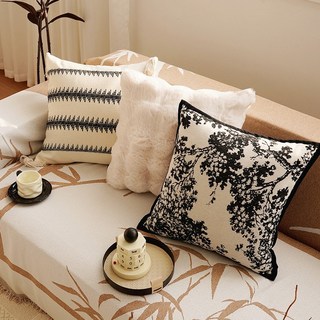 奶油色抱枕套 復古棕法式輕奢沙發客廳床上腰靠枕 靠墊含芯