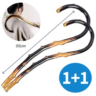 [1+1] 친절생활 원목 갈고리 안마기 매끄러운 오십견 지압봉, 블랙, 1세트