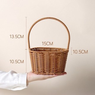 芯苼 手工編織提籃 花藝插花籃 花店包裝籃 藤塑花籃 323313640, D1款 藤塑花籃, 1個