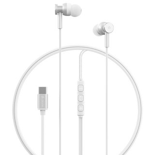 DEVIA耳機，舒適入耳式耳機，內建麥克風，線控操作，簡約時尚, 白色, DEVIA入耳式Type-C金属線控耳機-白色