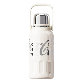 GERM復古可口可樂保溫瓶 手提保溫保冷瓶 大容量水壺, 星光白, 1個, 1200ml