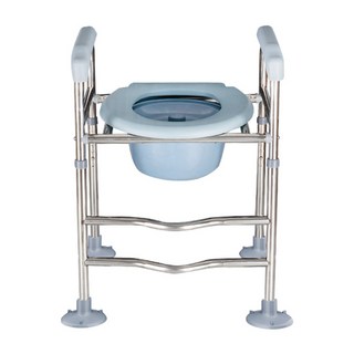加高座便椅附扶手，長者孕婦適用，防滑穩固，可調節高度，便盆可拆卸, 淡藍色, 1個