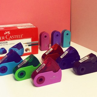 X.H. Baby【德國 Faber-Castell】Double 輝柏 雙孔旋轉盒削鉛筆器，學生兒童繪圖專用，自動鉛筆刨, 1個, 經典 紅