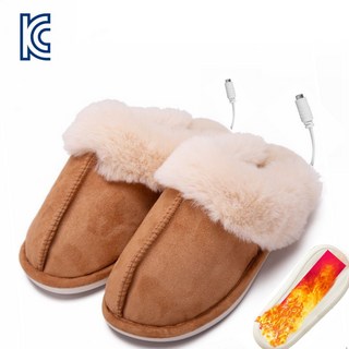 사무실 열선 슬리퍼 USB 발열 신발 발난로 발 찜질기 사무실 실내화 온열 방한슬리퍼, 카밀