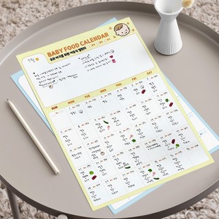 프리미엄 고급용지 캐릭터 이유식 달력 A3 캘린더 6P 스티커 4종 세트, 1세트