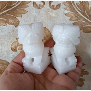 《泓潤》 天然白玉 小石獅 小擺件 擺設, ㄧ隻