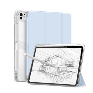 니하 파인 투명 애플펜슬 수납 케이스(종이질감필름), 스카이블루, 1개