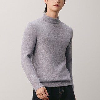 MILMUMU男半高領加絨保暖針織羊毛衣，內裡加絨親膚舒適，簡約素色百搭有型