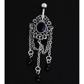 D10 哥德風肚臍環 現貨 復古 水晶鑲鑽 流蘇 肚臍扣 防過敏性感肚臍釘