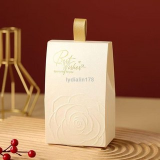 新中式小禮盒 喜糖盒 白色/酒紅/紅色 皮提手 燙金 浮雕玫瑰印花 婚禮包裝盒 禮盒包裝盒, 1個, 「大喜的日子」大紅色糖盒,1個[8.8*5.8*14.5公分]