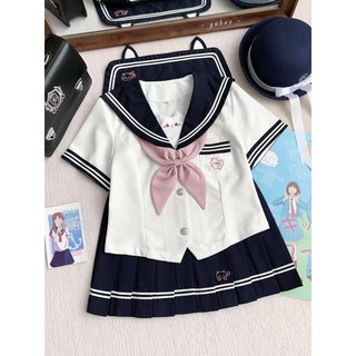 原創【暗夜喵喵】JK制服正版水手服甜美學院風日系刺繡套裝
