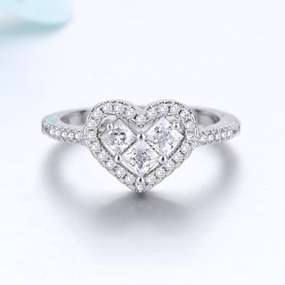 時尚鑲鑽縷空愛心戒指 簡約 電鍍飾品