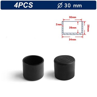 4PCS 22-80mm 라운드 블랙 PVC 부드러운 고무 파이프 슬리브 튜브 팁 프로텍터 가구 발 테이블 의자 다리 엔드 캡 커버, 30mm, 4개