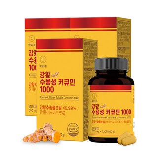 매일1분 강황 수용성 커큐민 1000 영양제 캡슐 가루, 3개, 120정
