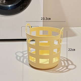 大容量髒衣服收納筐 奶油風髒衣籃, 奶黃髒衣籃-中號