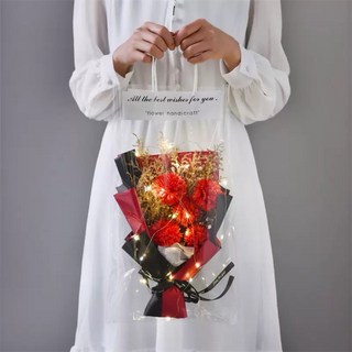 香皂花花束 母親節花束 永生花 乾燥花 玫瑰花 康乃馨 情人節花束 畢業花束 情人節禮物, 1個, 紅色康乃馨, 紅色