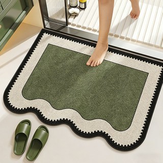 고급 규조토 발매트 미끄럼방지 논슬립 대형 소프트 욕실 싱크대 바닥매트, 1개, 그린 웨이브