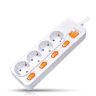 국산 접지 개별 +과부하차단 스위치 멀티탭 멀티콘센트 4구 (16A), 화이트(빨간스위치), 1개, 3m