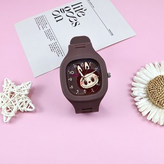 labubu兒童手錶新款方形硅膠石英學生卡通可愛高顔值