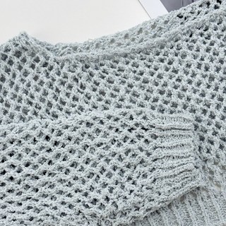 Fee現貨8色 鏤空針織洞洞超短版上衣 針織長袖 洞洞針織 鏤空針織衫 韓系女裝