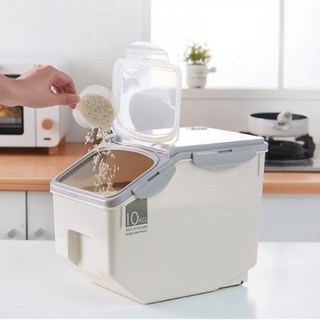 디모트 오픈캡 모노 진공 쌀통 10kg 15kg, 1개, 그레이