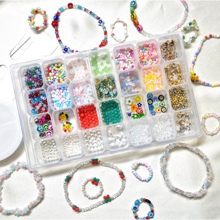 리니팜 시그니처 비즈 공예 세트 키링 팔찌 만들기 DIY, 테마컬러 팝핑 믹스, 1세트