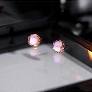 파인 기념 귀걸이 우정 액세서리 여성용 순은 특별한 선물 천연석 문스톤 생일 클래식 주얼리 925스털링실버 라운드 미니멀리스트 SOFTPIG 스터드