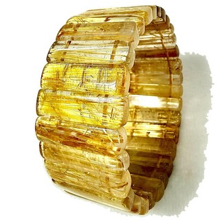 直絲鈦晶手排 28釐米 19釐米圍 磁場能量 白底黃鈦 招財 招貴人 稀有 收藏盒 保值 霸氣 玻璃體