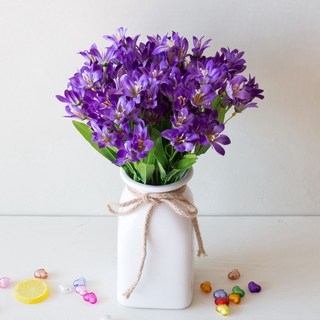 仿真花套裝 24頭迷你百合花束 婚慶裝飾桌花 嘉義出貨, 單枝紫色1枝【10枝起發貨】, 1個