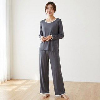 여성 모달 홈웨어 세트 부드러운 긴팔 잠옷 상하세트 편한 수면 파자마