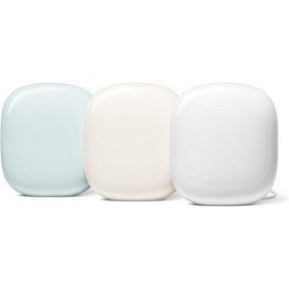 Google Nest WiFi Pro 6E 빠른 속도와 가정 전체를 커버하는 신뢰할 수 있는 가정용 시스템 메쉬 라우터 3팩 눈, 3개