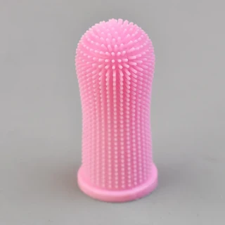 반려동물 실리콘 부드러운 가시 손가락 침대 고양이 개 커버 칫솔 강아지 입 치아 청소 브러시 용품 1PC, 03 분홍색, 03 핑크