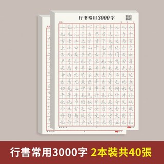 練字帖 行書控筆訓練字帖 行楷字帖成人硬筆 書法練字本 筆控 練字帖 硬筆書法練習簿 繁體字帖, 【2本】三千常用字每頁不重複, 1個