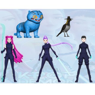 獵魔女團老虎明星手辦系列 遊戲公仔玩偶模型 桌面擺件, 1個, G559554獵魔女團5款：袋裝(135g)