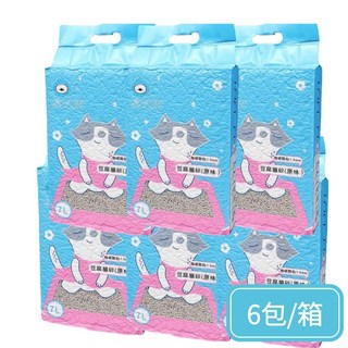 臭味滾豆腐貓砂，極細顆粒，7L大容量，天然豆腐砂，可沖馬桶, 原味, 6個