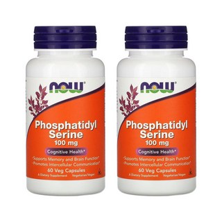 [1+1] Nowfood 나우푸드 포스파티딜세린 100mg 60정 베지캡슐 콜린 Choline 콜린타르타르산염 이노시톨 채식주의자 KOSHER 비건, 2개