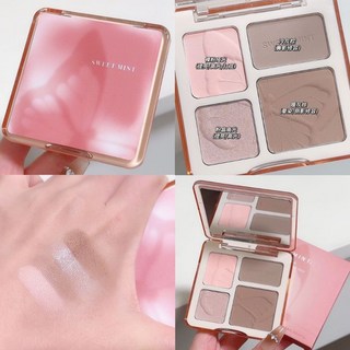 SWEETMINT 四色修容高光修容提亮陰影盤，多功能修飾輪廓，持久顯色，打造精緻立體妝容, 1個, #01