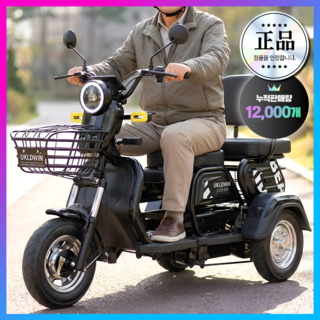 무브윌 안전한 삼륜오토바이 세발 노인전동차 전기 스쿠터 바이크 세발 3륜 전동 자전거, 1개, 기본형/Black [60V 30AH]