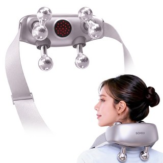 보미디 무선 목 어깨 마사지기 안마기 허리 승모근 지압기 MP4, 실버