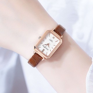 DOUQU 復古方形石英錶 簡約文藝皮帶女錶 閨蜜禮物