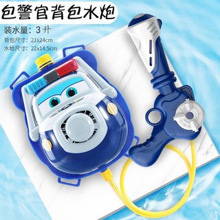兒童水槍背包 奧特卡通造型抽拉式呲水玩具 男女童潑水節必備, 1個, 2昇【超級飛俠包警長標配【背包+水槍+背帶】