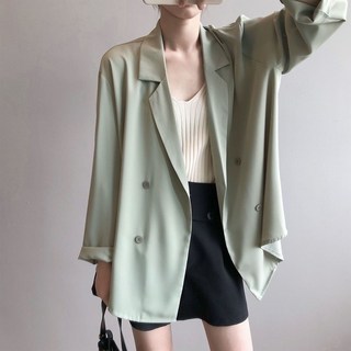 S-5XL 大尺碼薄款西裝外套 女 防曬罩衫 港風復古設計感 襯衫外搭 肉感女孩100公斤