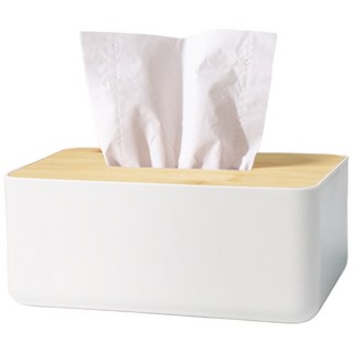 코멧 원목 티슈 케이스, 화이트, 1개