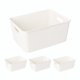 코드86 사각 수납 플라스틱 펜트리 바구니, 화이트, 4개