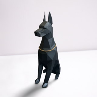 도베르만 철재 조형물 다각 장식 조각상 포토존 인테리어 및 간판용 매장, 블랙