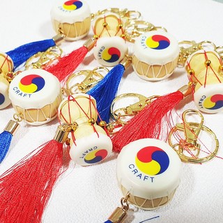 한국전통 장구 북 열쇠고리(10개)/키홀더/외국인선물/기념품 공예품 민예품/서울 관광 여행 해외출장 대학교 교환학생 유학생 홈스테이선물/Korean Seoul souvenirs, 한국전통 장구 북 열쇠고리, 10개