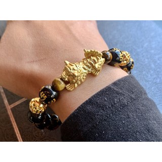 【畫意坊】虎爺手珠/項鍊 六字箴言黑琉璃 虎年招財/事業旺, 1個