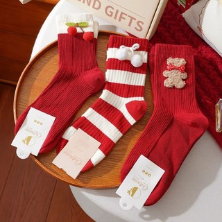 本命年紅襪子女禮盒 結婚喜慶聖誕新年紅色長襪禮物推薦