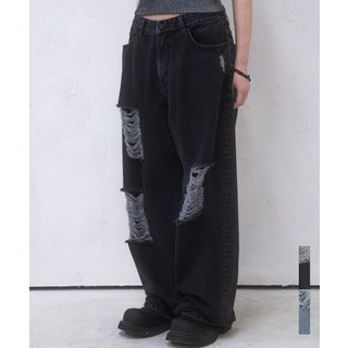 AVANDRESS 와이드 팬츠 데미지 - 2COL